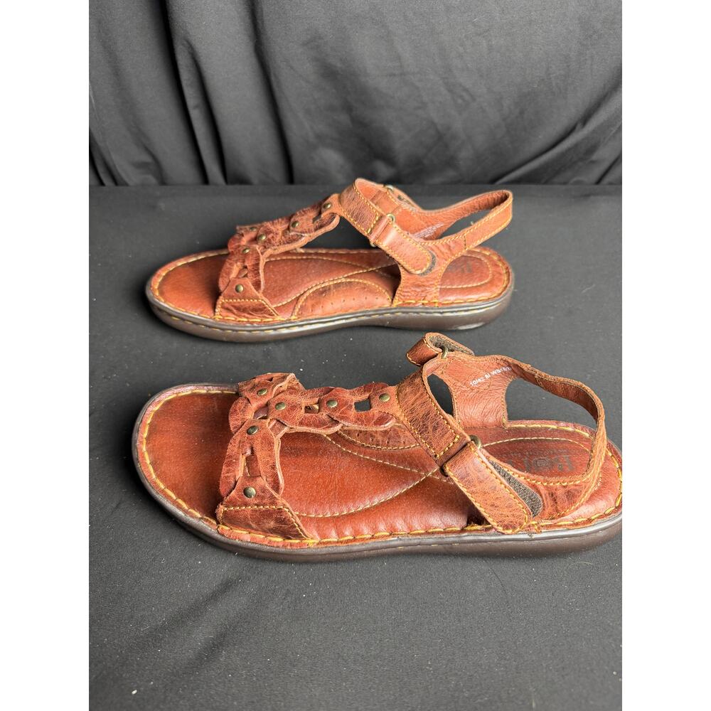 Born Chestnut Brown Leather Strappy Studded Sandals W81802 Size 10 - Picture 2 of 8